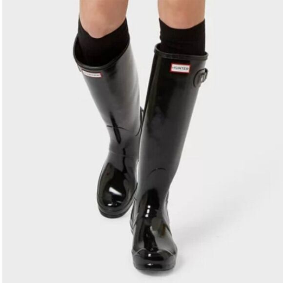 Hunter Shoes - Hunter Rainboots Original Tall Gloss Rain Boot Wellies women's sz 8 Black
